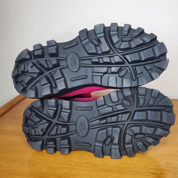 SIMON MILLER Pink Scrambler Boots Pull On Leather Combat Goring Lug Sole SZ 5/35 - Picture 6 of 11